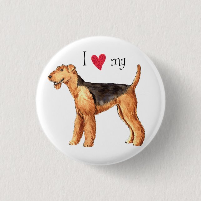 I Love my Airedale 3 Cm Round Badge (Front)