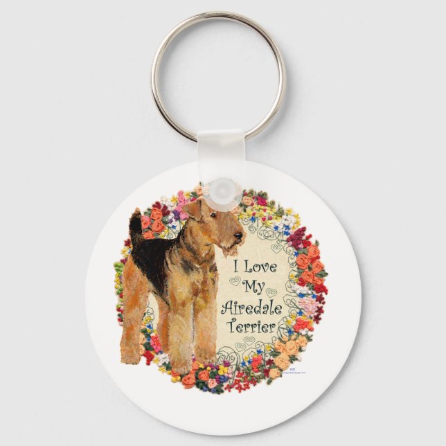 I Love My Airedale Key Ring (Front)