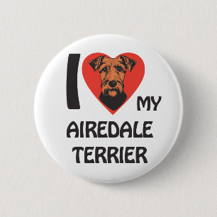 I Love My Airedale Terrier  Cute & Proud Dog Lover 6 Cm Round Badge