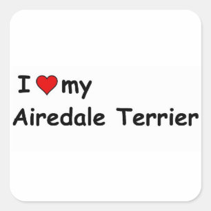 I Love My Airedale Terrier Square Sticker