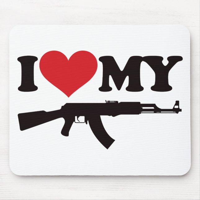 I Love My AK47 Mouse Mat (Front)