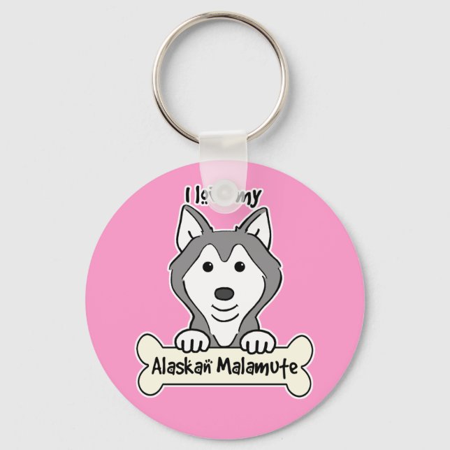 I Love My Alaskan Malamute Key Ring (Front)