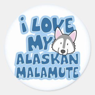 I Love My Alaskan Malamute Stickers