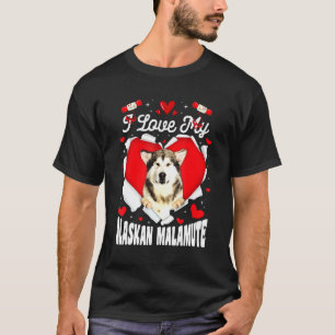 I Love My Alaskan Malamute Valentine Dog T-Shirt