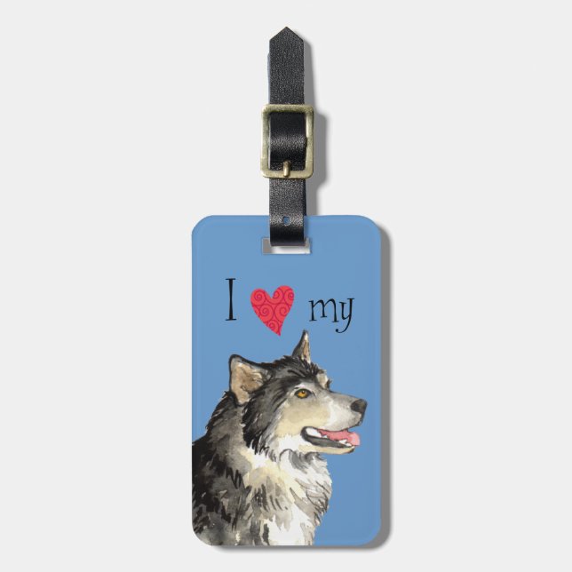 I Love my Alaskan Malemute Luggage Tag (Front Vertical)