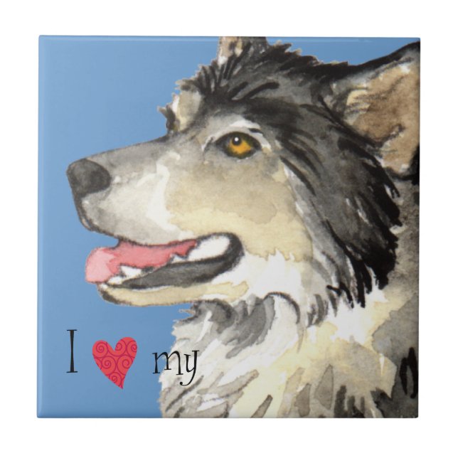 I Love my Alaskan Malemute Tile (Front)
