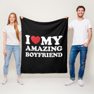 I Love My Amazing Boyfriend I Heart My Hot Bf Fleece Blanket
