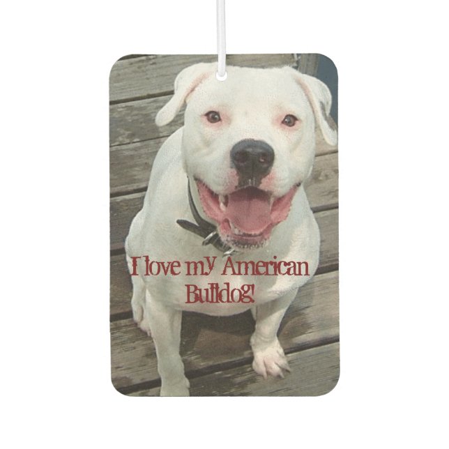 I love my American Bulldog! Car Air Freshener (Front)