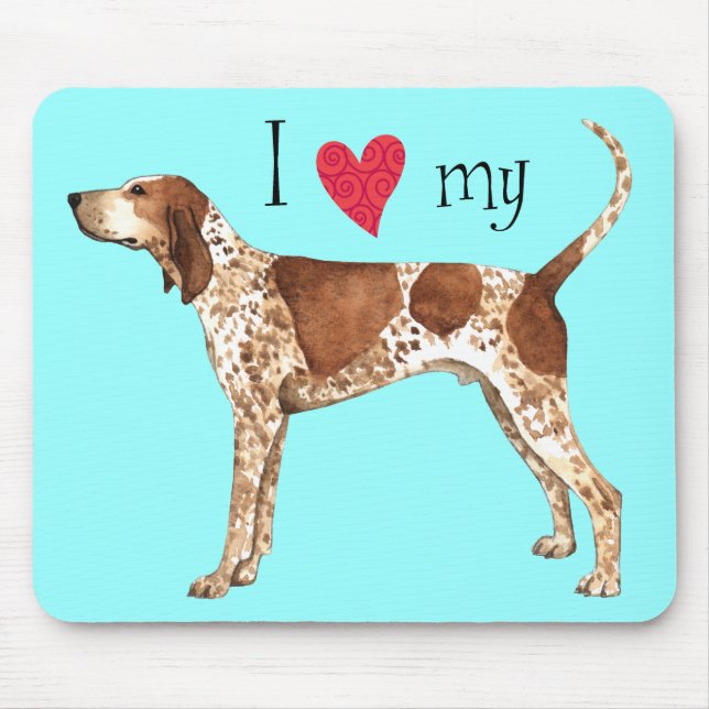 I Love my American English Coonhound Mouse Mat (Front)