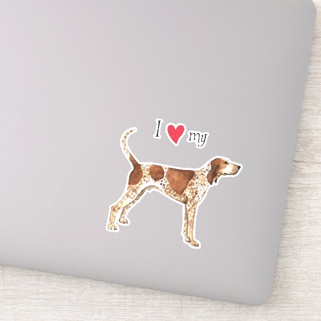I Love my American English Coonhound Vinyl Sticker (Detail)