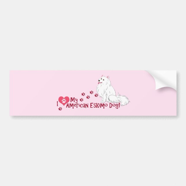 I Love My American Eskimo Dog! Bumper Sticker (Front)