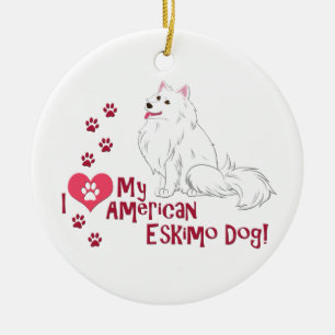 I Love My American Eskimo Dog! Ceramic Tree Decoration