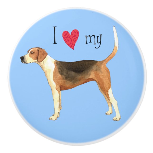 I Love my American Foxhound Ceramic Knob (Front)
