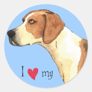 I Love my American Foxhound Classic Round Sticker