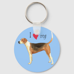 I Love my American Foxhound Key Ring