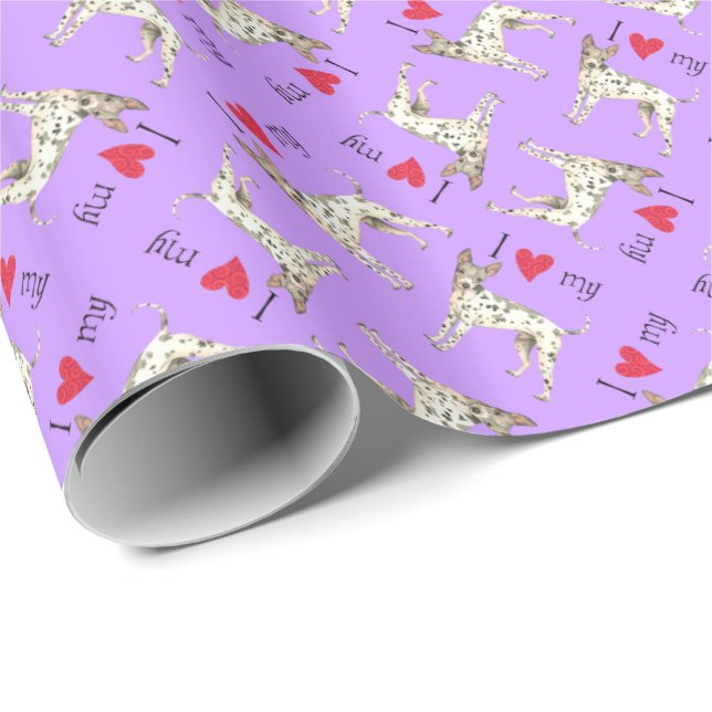 I Love my American Hairless Terrier Wrapping Paper (Roll Corner)
