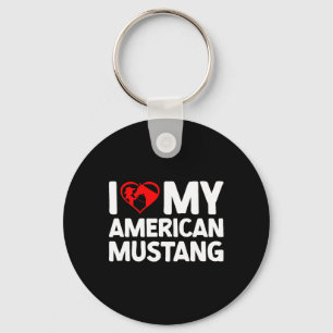 I Love My American Mustang Horse Horseback Riding Key Ring