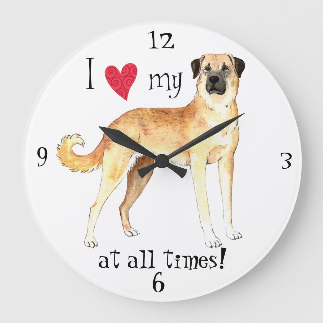 I Love my Anatolian Shepherd Dog Large Clock (Front)