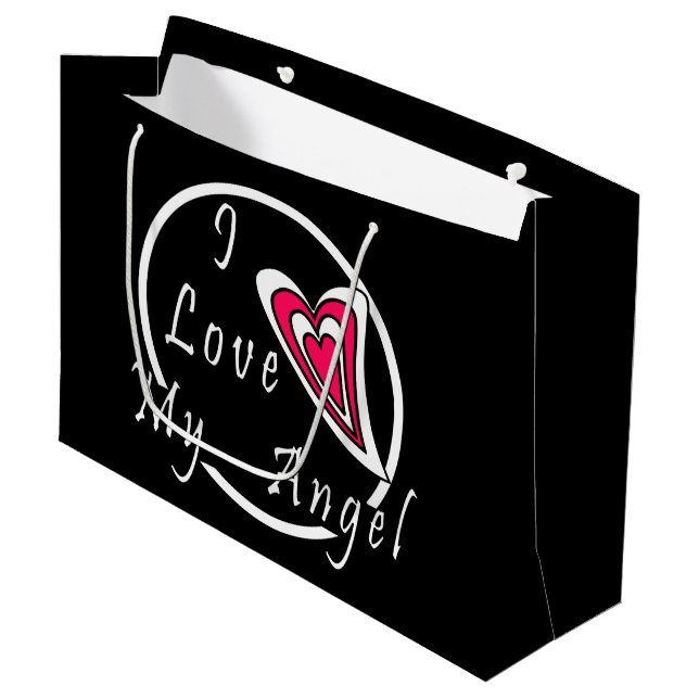 I love my Angel   Large Gift Bag (Front Angled)