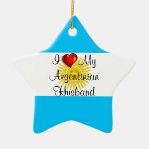 I Love My Argentinian Husband Ceramic Tree Decoration