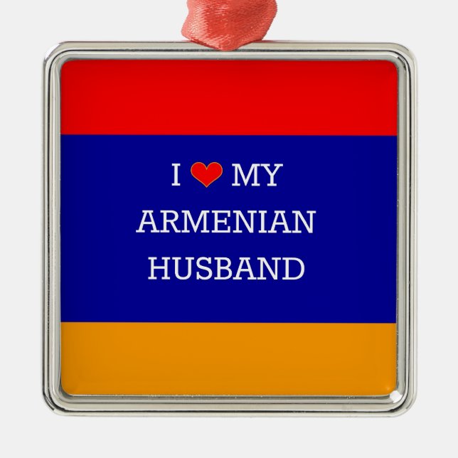 I Love My Armenian Husband Metal Tree Decoration (Front)