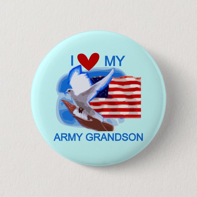 I Love My Army Grandson Tshirts and Gifts 6 Cm Round Badge (Front)