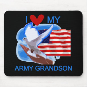 I Love My Army Grandson Tshirts and Gifts Mouse Mat