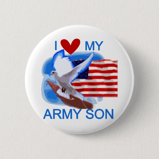 I Love My Army Son Tshirts and Gifts 6 Cm Round Badge (Front)