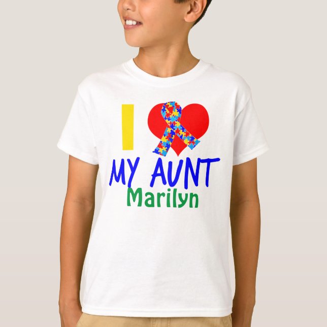 I Love My Aunt Autism Awareness Kids T-Shirt (Front)