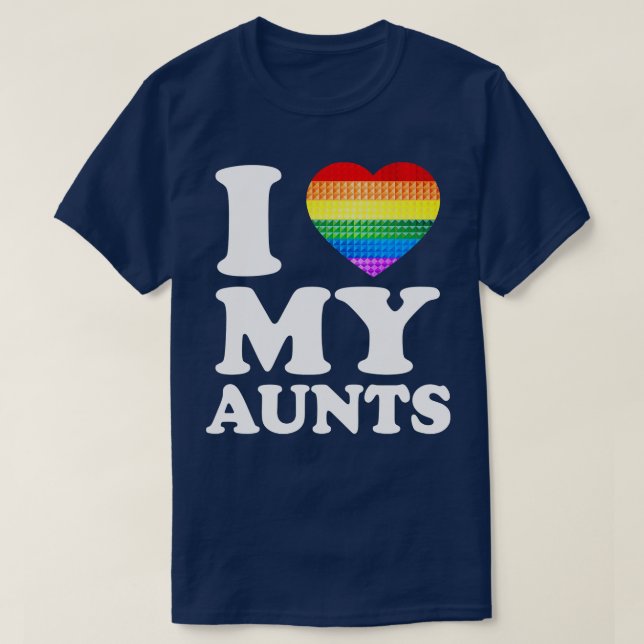 I Love My Aunts Rainbow Heart Gay Pride LGBT Flag  T-Shirt (Design Front)