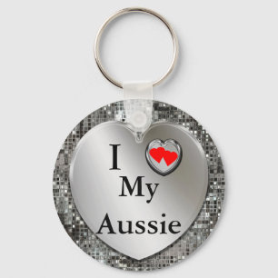 I Love My Aussie, Australian Shepherd, Keychain