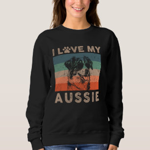 I Love My Aussie Dog Cool Dog Vintage Retro Dog Ch Sweatshirt