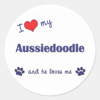 I Love My Aussiedoodle (Male Dog) Classic Round Sticker