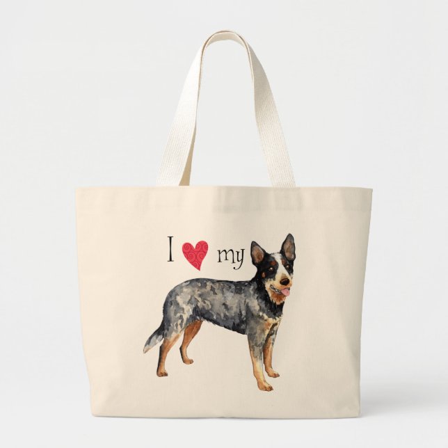 I Love my Australian Cattle Dog Large Tote Bag (Front)