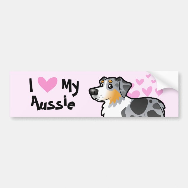 I Love My Australian Shepherd Bumper Sticker (Front)
