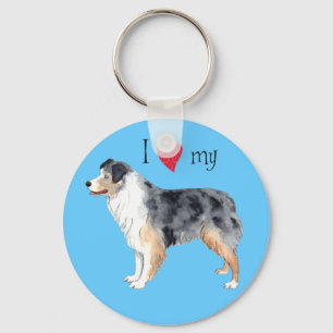 I Love my Australian Shepherd Key Ring