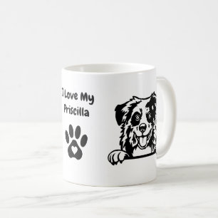 I Love my AUSTRALIAN SHEPHERD Name & Paw Print Coffee Mug