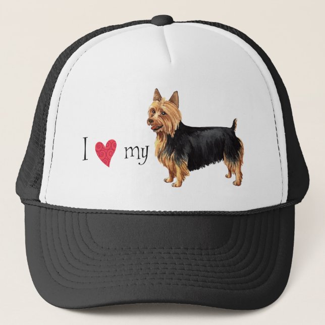 I Love my Australian Terrier Trucker Hat (Front)