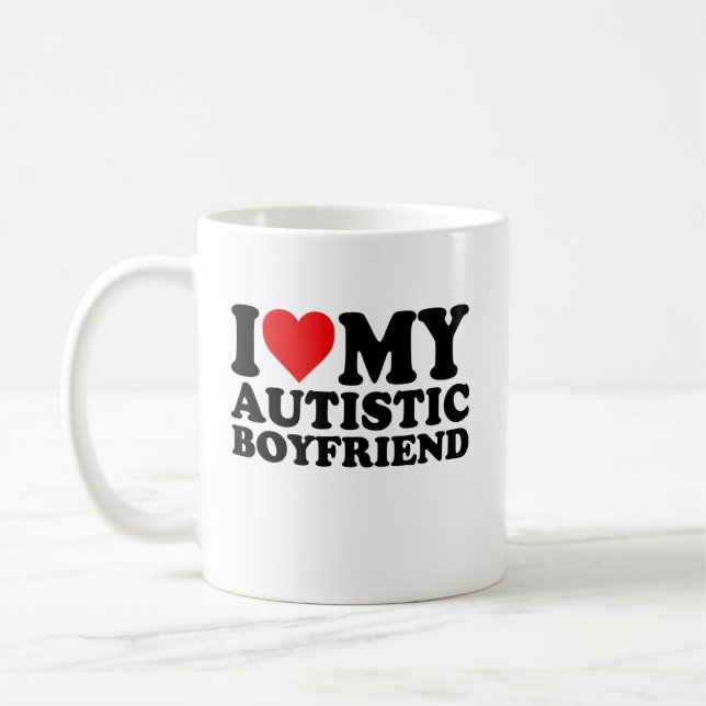 I Love My Autistic Boyfriend Coffee Mug (Left)