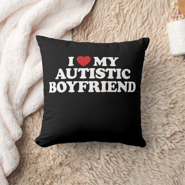 I Love My Autistic Boyfriend I Heart Groovy Cushion (Blanket)