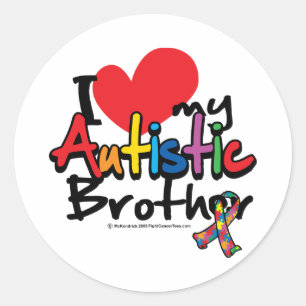 I Love My Autistic Brother Classic Round Sticker
