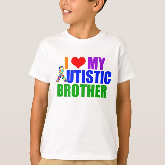 I Love My Autistic Brother Kids T-Shirt (Front)