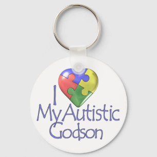 I Love My Autistic Godson Key Ring
