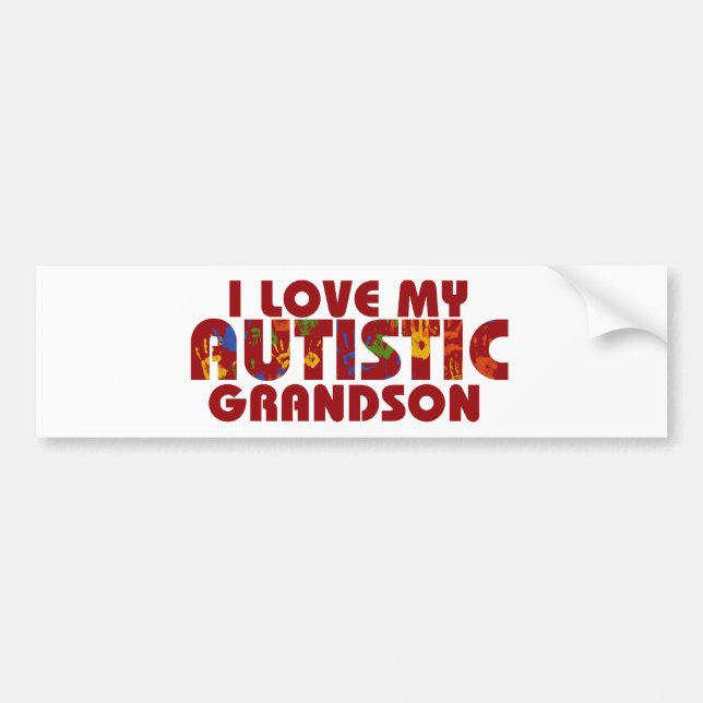 I Love my Autistic Grandson Bumper Sticker (Front)