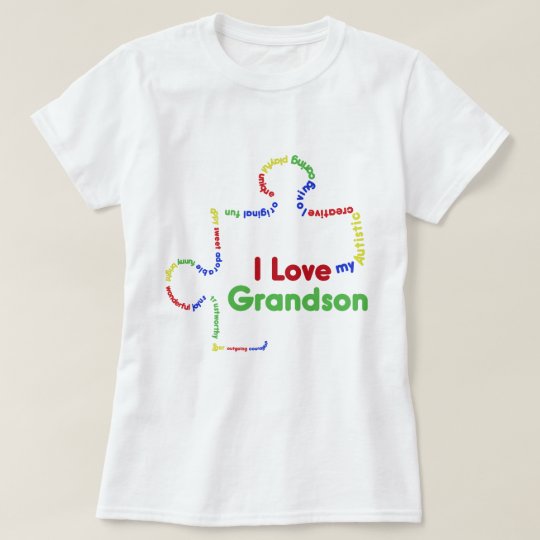 I Love my autistic Grandson Puzzle Piece T-Shirt