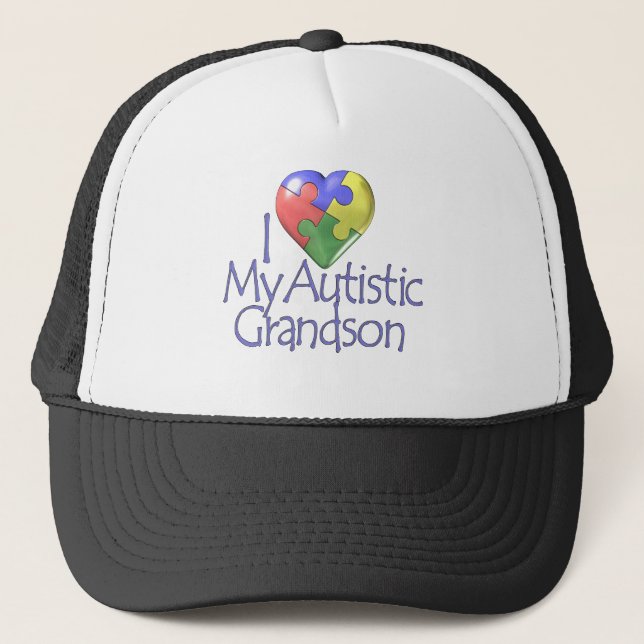 I Love My Autistic Grandson Trucker Hat (Front)