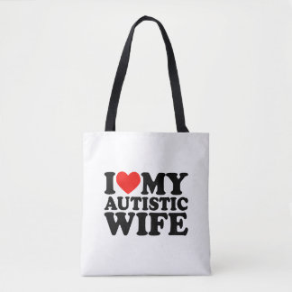 I Love My Autistic Wife I Heart My Autistic Wife Tote Bag