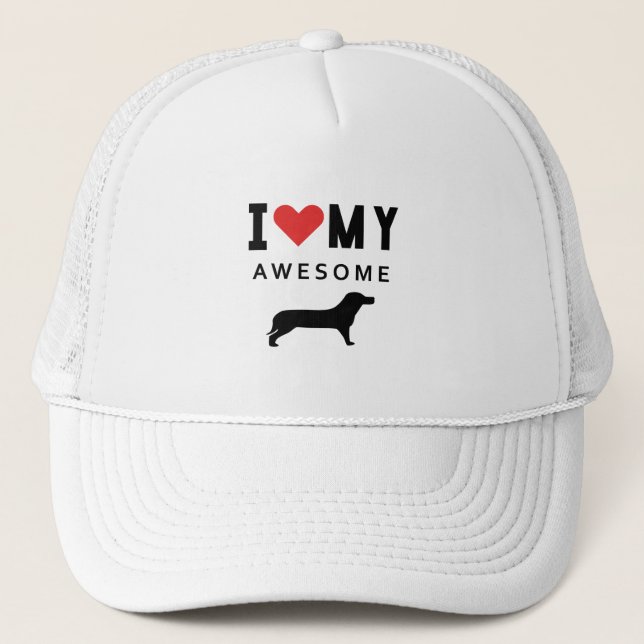 I love my awesome cat dog trucker hat (Front)