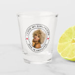 I Love My Awesome Girlfriend Photo Text Heart Shot Glass<br><div class="desc">A cool awesome design for a boyfriend or girlfriend to celebrate their relationship and publicly declare their love for their partner and significant other. The romantic design can be given as a gift for Valentine’s Day, anniversary, birthday or any occasion. The text is customisable and can be changed to describe...</div>