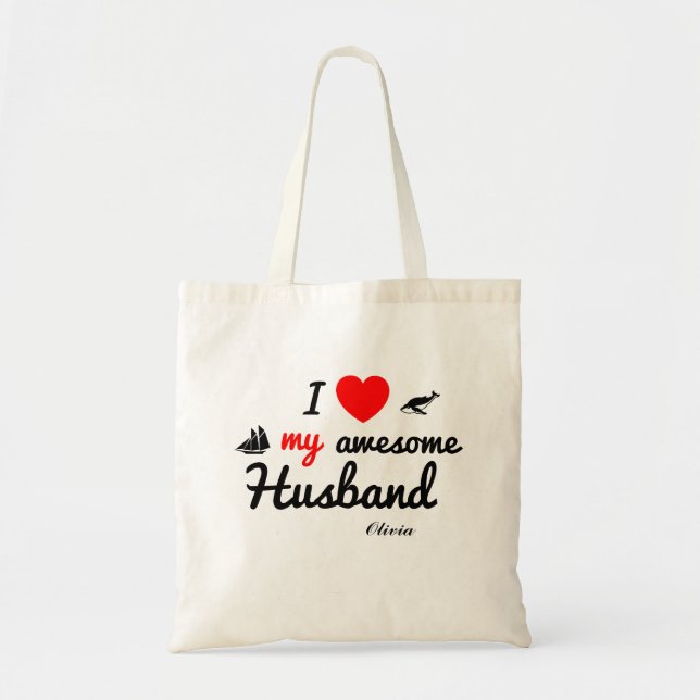 "I love my awesome Husband" Valentine's Day Gift Tote Bag (Front)